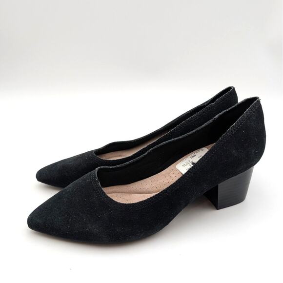 Clarks Ellanie Hope Heel Pumps Women's Pointed Toe Black Suede Size US8.5W EU39 - Picture 1 of 11
